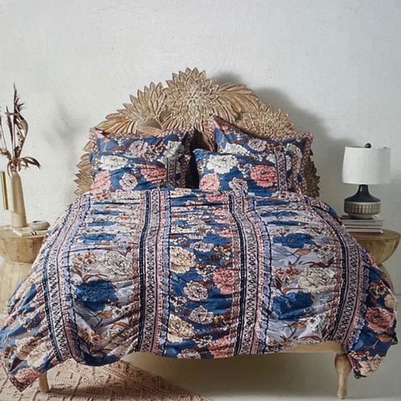 Anthropologie Majorelle Queen Duvet Set W/Shams